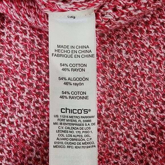 Chico's Women Sweater Size 3 XL Coral Pink Open Stitch Knit Pullover Long Sleeve - Picture 9 of 11